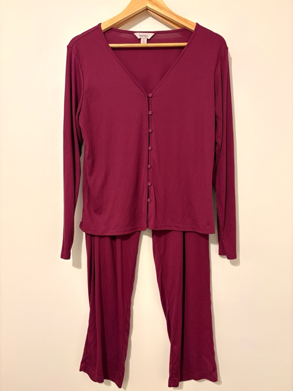 Wine Burgundy Button-Front Lounge Set Nicole Miller New York
